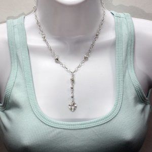 New Silver Dangle Heart and Ball Necklace Pendant